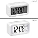 Flow.month Digital Alarm Clock, Battery Operated Long Battery Life Alarm Clock, Back Light/Large Digit Display/Snooze Function/Electronic Alarm Clock for Kids/Bedroom/Heavy Sleepers/Travel-White