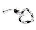 316L Surgical Steel 14g Clear Black Paved Heart Hollow Dangle Belly Navel Bar Ring Barbell Body Piercing
