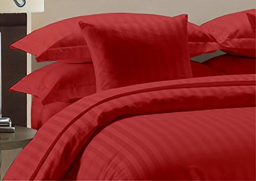 KP Linen Hotel Quality 850-Thread-Count 100% Egyptian Cotton Queen Size 3pc Fitted Sheet 12 Inch Deep Pocket, Burgundy Stripe