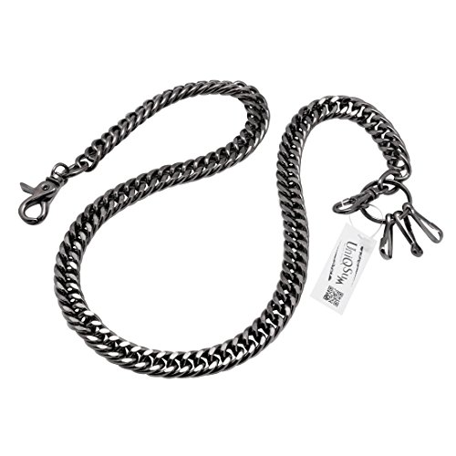Uniqsum Heavy Thick Cut Links wallet chain Swivel Trigger snap Biker Punk Key chain (Gun-Metal)