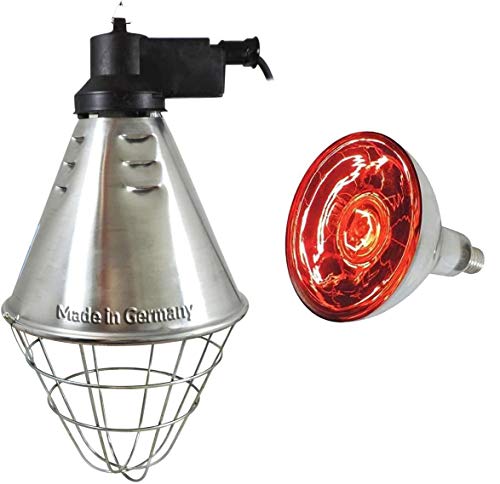Eider Infrarot Wärmestrahler Profi inkl. Leuchtmittel (Birne 250 Watt bereits enthalten) - Made in Germany - für Küken, Ferkel, Welpen etc. - seit Jahrzehnten bewährt