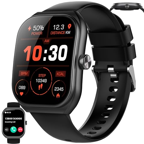 MYSHUN Reloj Inteligente Mujer con Llamadas, 2,01 Pulgada Smartwatch Hombre Deportivo con Podometro Pulsometro SpO2 Sueño Presion Arterial Actividad IP68 Reloj Digital para iOS Android (Negro)