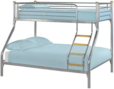 Brand New Triple Sleeper Bunk Bed 3ft Single 4ft6 Double 3 person Bed Wooden stair steps - Silver Colour