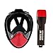 FishEye 180° Full Face Snorkel Mask - (Red/Black, L/XL) Tubeless Design Using Superior Dry Snorkel Technology. Anti-Fog, Anti-Leak, Snorkeling Mask with Larger Viewing Area.