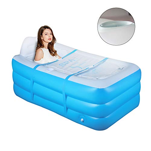 Inflatable Portable Bathtub, Family Bathroom Home Spa, Foldable Inflatable Durable Soaking Bathtub with Large Backrest, Outdoor Freestanding Inflatable Pool, Easy to Inflate and Use