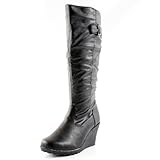 West Blvd Womens Jakarta Knee High Wedge Riding Boots