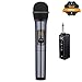 Kithouse K380F Wireless Microphone Karaoke Microphone Wireless Mic with Bluetooth Receiver Rechargeable Professional - UHF Dynamic FM Cordless Microphone For Singing Karaoke Speech(Elegant Gray)