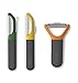 Joseph Joseph Multi-Peel Peeler Set Straight Serrated Julienne Blades Easy Grip Handles Stainless Steel Blade for Kitchen Vegetable Fruit, 3-Piece, Multicolored