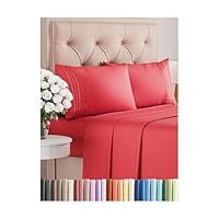 Queen Size 4 Piece Sheet Set - Comfy Breathable & Cooling Bed Sheets Set - Hotel Luxury Bedding for Women, Men, Kids, Teens, Boys & Girls - Deep Pockets, Ultra-Soft and Wrinkle Free - Oeko-Tex - Red