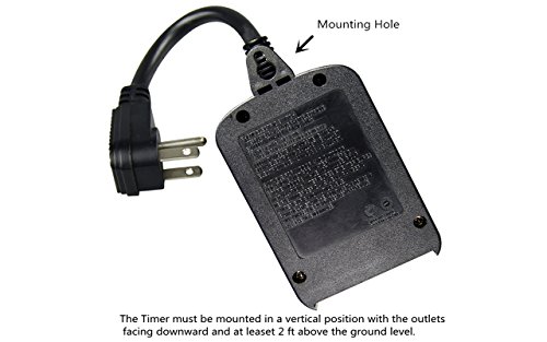 ECOPlugs Waterproof Mechanical Outlet Timer Switch with photosensor (2 outlets)
