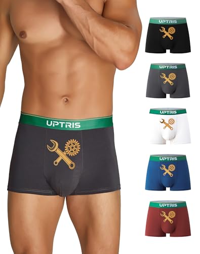 UPTRIS Men's Cotton Boxer Briefs Underwear Cute Bee Wrench Gear Print 5Pack at Amazon