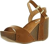 Refresh MARA-06 Women's Ankle Strap Comfort Wide Band Platform Wedge Sandal,10 B(M) US,Tan