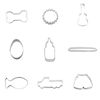 9 Pieces Cookie Cutter Biscuit Swimming Trunks Pickup Fish Refill Babys Bottle Small Egg Oval Cello Ripple Circle Dog Bone
