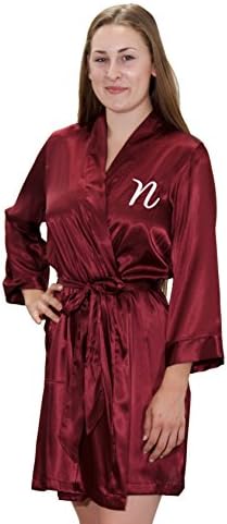 Custom Embroidered Bride and Bridesmaid Robe Satin Silk Kimono for Weddings and Bridal Shower Gifts (Names, Titles, etc)