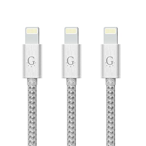 Go Beyond Nylon Braided Series 3ft 8pin USB Charge and Sync Cable for iPhone SE/5/6/6s/Plus/iPad Mini/Air/Pro (Silver Nylon, USA Seller, SHIPPED IN SAME BUSINESS DAY. Compatible with new iOS)