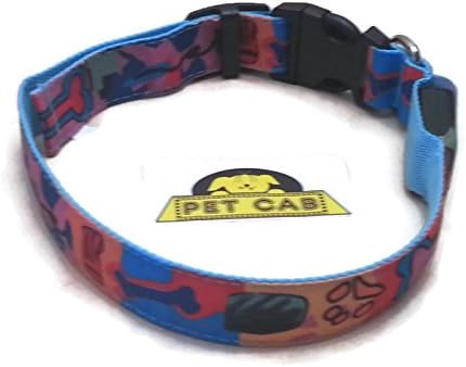LED Dog Collars Paw-Casso Pattern Print Three Modes Slow Flashing Fast Steady Lights Pet Safety Night Walking Flexible Medium (Medium)