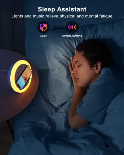 Bluetooth Speaker with Lights, Wireless Charging Speaker, Best Birthday Gift Ideas Teenage,Applicable for Bedroom/Teen Girl Gifts/Please use The Original Adapter(5W Wireless Charging)