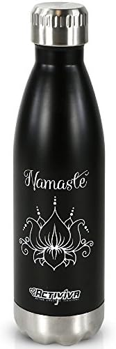Activiva 17oz Yoga Water Bottle 18/8 Stainless Steel with Cooling Towel by Leak-Proof Double Walled Vacuum Insulated BPA Free - Keeps Drinks Cold for 48 Hours or Hot for 12 Hours(Matte Black)
