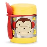 Skip Hop Baby Zoo Little Kid and Toddler Insulated Food Jar and Spork Set, Multi, Marshall Monkey