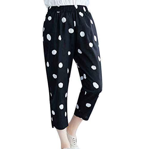 CCatyam Plus Size Pants for Women, Harem Trousers Print Linen Sweatpants Loose Casual Fashion Black - Thumbnail 6