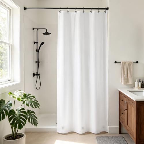 Barossa Design White Stall Shower Curtain Liner with 3 Magnets - 36 x 72, Waterproof PEVA Shower Liner for Small Bathroom Stall, PVC Free, Metal Grommets - White, 36X72