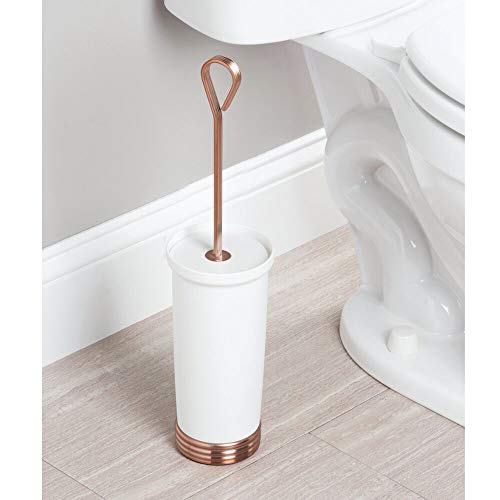 mDesign Compact Freestanding Plastic Toilet Bowl Brush and Holder for