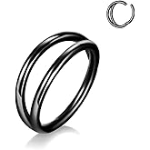 MissNity 20G 18G 16G Double Triple Hoops Nose Ring, Stacked Clicker Hoops for Septum Daith Conch Helix Rook Cartilage Earring, 316L Surgical Steel Ear Lobe Earrings Piercing Jewelry