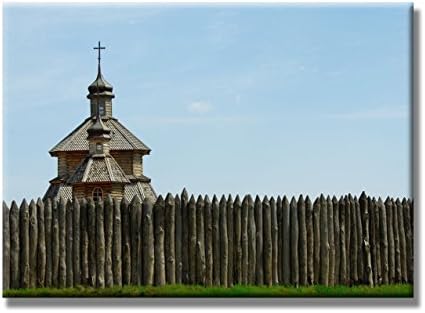 Sunflower Art The Wooden Building and Fence Landscapes Paintings Canvas Prints Wood Stretched Home Decor Office Decoration Ready To Hang 24x36" (60x90cm)