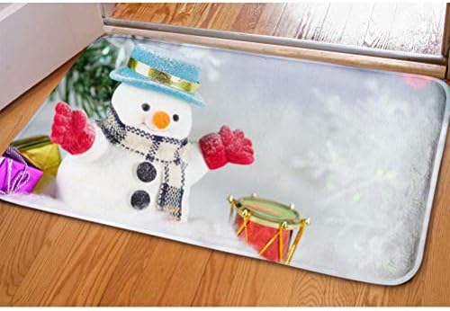 Dellukee Christmas Doormats Cute Snowman Pattern Indoor Outdoor Funny Non Slip Durable Washable Home Decorative Door…