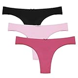 Ekouaer Briefs Womens Low Rise No Panty Line Bikini Underwear 3 Pack Red Assorted, Medium