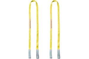Kivomot Eye & Eye Polyester (PET) Web Sling, 1 in x 6.5 ft, WLL 2,200 lb, 5:1 Design Factor, Yellow (2-Pack)