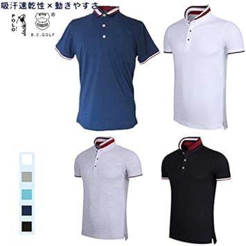 Amazon ゴルフ 半袖ポロシャツ ゴルフウェア シャツ メンズ ポロシャツ 春夏 モデル No123 スポーツ アウトドア