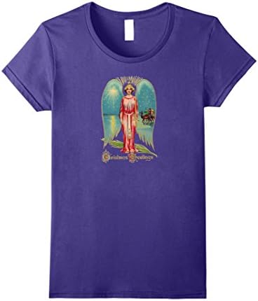 Womens T-shirt Tee Christmas Angel Xmas Magi Three Wise Men Medium Purple