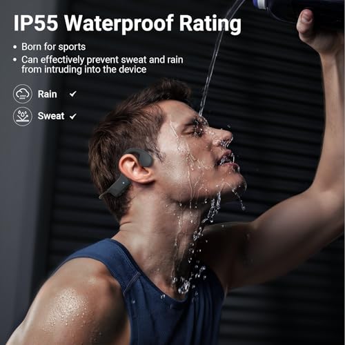 Gelecek Bone Conduction Open-Ear Headphones，Bluetooth 5.4，IPX5 Waterproof，8 Hrs Battery Life，Comfortable Sports Earphones for Running，Gym
