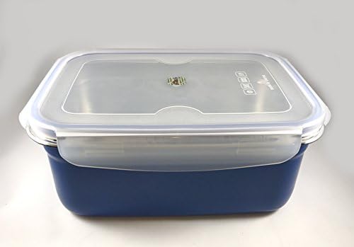 FortLock Colored Ceramic Coated Stainless Steel Airtight Food Container With Lid - Food Saver, Lunch Container - Leak-Proof &amp; Maintains Freshness Longer (Large (2.0L), Navy)