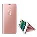 Shinetop for iPhone 7 Plus Mirror Case, Slim Fit Metal Electroplate Plating Smart Clear View Case Flip Folio Stand PC Hard Cover 360 Degree Full Body Shockproof Protective Skin Cover-Rose Gold