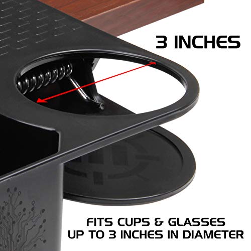 ENHANCE Clip On Desk Cup Holder Desktop Organizer Clamp with Tray for