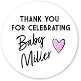 Thank You Stickers Girl Baby Shower Favors, Thank You For Celebrating My Baby Shower Stickers, Round Stickers for Favors Candles Decorations