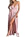 BerryGo Women's Sexy Sleeveless Backless Deep V Neck Split Satin Long Party Dress Gown Pink