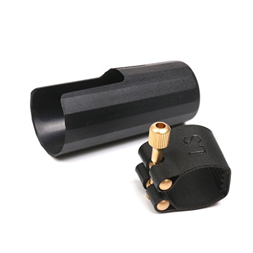 image for MagiDeal Plastic Clarinet Mouthpiece Cover Cap with PU Ligature Black