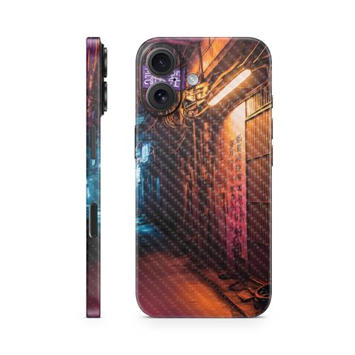 Carbon Fiber Phone Skin Compatible with Apple iPhone 16 - Neon Alley - Premium…