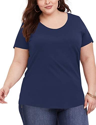 liher Women's Plus Size Tops Casual V Neck Short Sleeve Summer T Shirts 1X-5X
