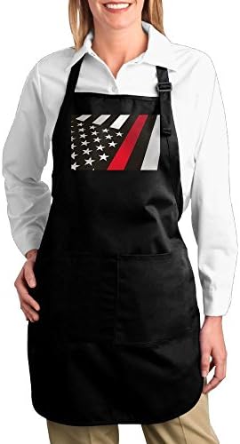 QaWDVF Versatile Work Apron For Men And Women Firefighter's Thin Red Line Flag Multipurpose Canvas Aprons