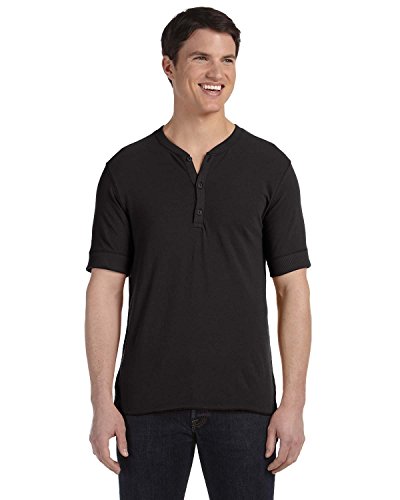 Alternative AA2055 Mens Short-Sleeve Henley T-shirt - Black - 2XL