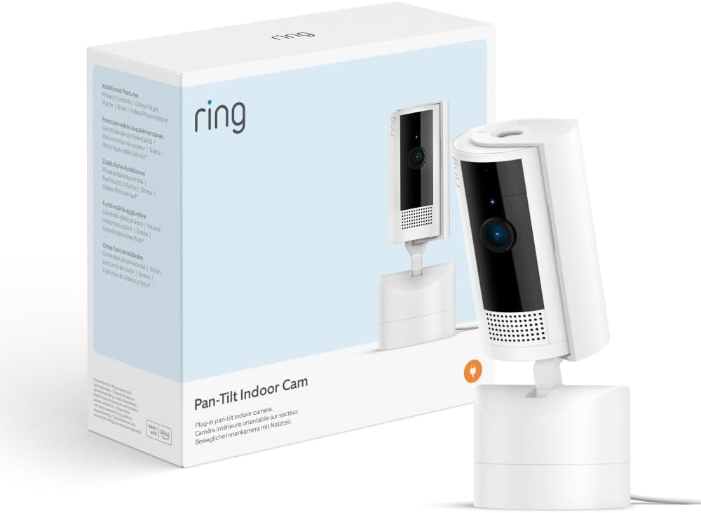 Ring Pan-Tilt Indoor Camera | 360 Pan 169 Tilt | HD Video | Two-Way Talk |