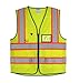 SHORFUNE High Visibility Safety Vest with Pockets, Mic Tab, Reflective Strips and Zipper, ANSI/ISEA Standards,Yellow,XL