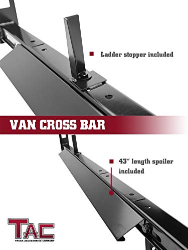 TAC Universal 2 Bars Roof Ladder Rack 600 LBS Capacity Utility Adjustable Cross Bar with Stopper for Van Without Rain Gutter Fit for Kayak Canoe Ladder Lumber Pipes Cargo Carrier Accessories