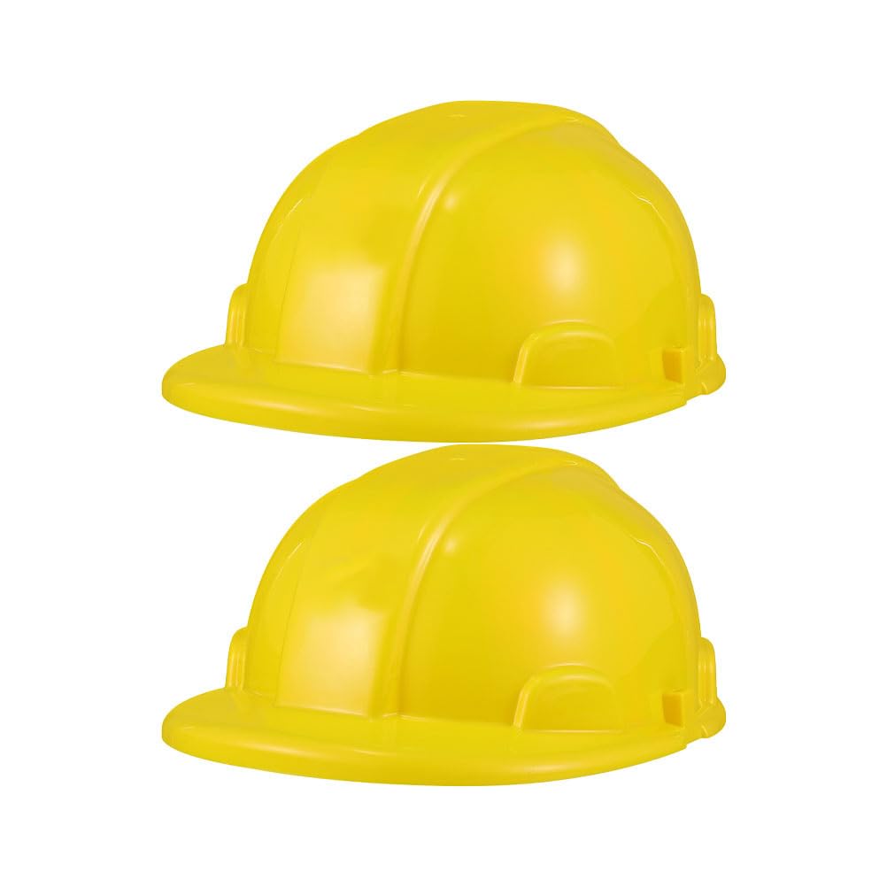 STOBOK Yellow Construction Hats Toy, 2PCS Toy Construction Hard Hats Dress Up Hats Theme Party Cap for Kids, Children Engineer Building Toy Construction Worker Helmet