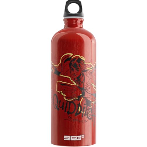 Sigg - Aluminium Water Bottle - Traveller Quidditch - Swiss Made - Suitable for Carbonated Drinks - Leakproof - Lightweight - BPA-Free - Red - 1L