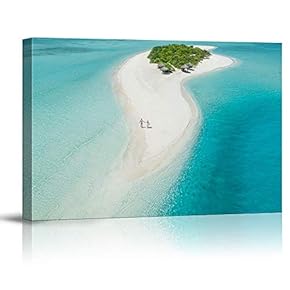 Canvas Wall Art Blue Clear Sea Water Beach Painting Artwork for Home Prints Framed - 12x18 inches